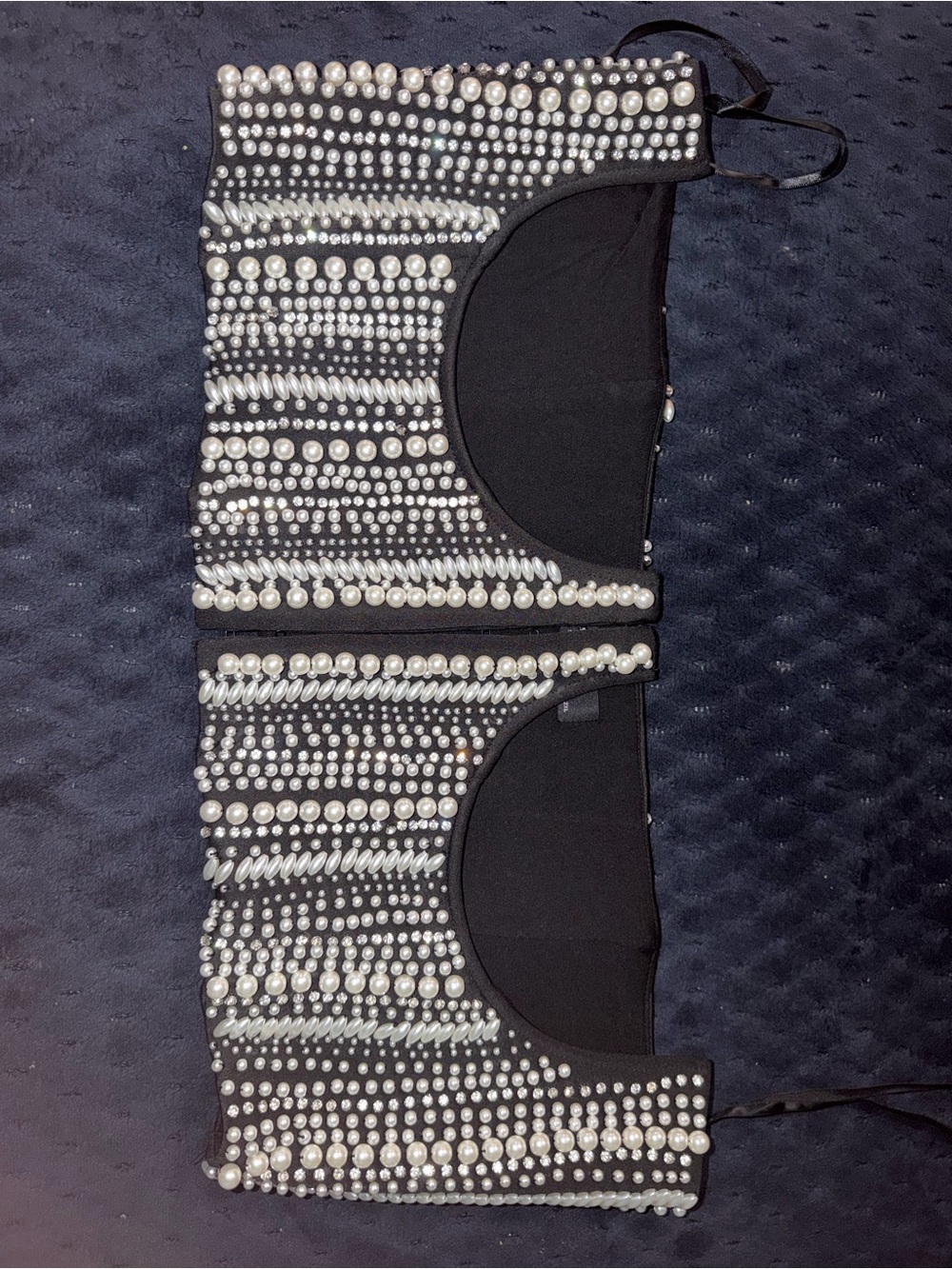 Embellished Black Pearl-Accent Kids Skirt / Bottom